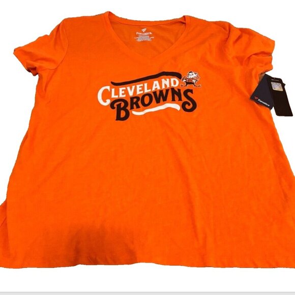 Women's Cleveland Browns Football Ladies V-neck Shirt Size XXL - New with Tags - Picture 1 of 5